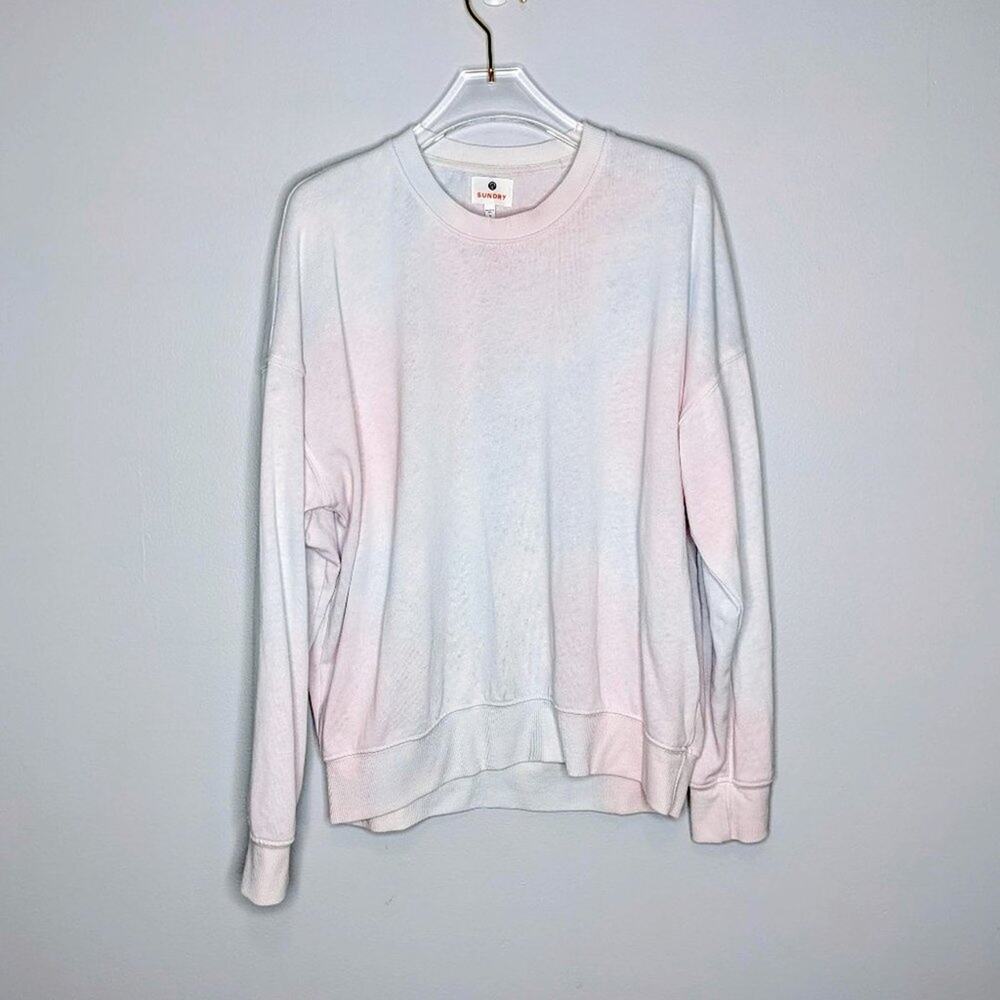 Sundry Pink Blue Pastel Tie Dye Long Sleeve Sweatshirt Size Small